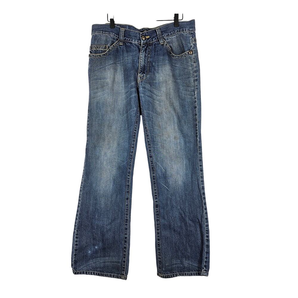 MARC ECKO XO.72 TIME SQUARE MEN'S BLUE DISTRESSED BOOT FIT JEANS SIZE W34 x L30